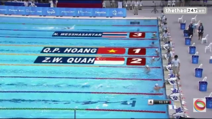 Video SEA Games 28: Hoàng Quý Phước về nhất vòng loại 100m tự do nam