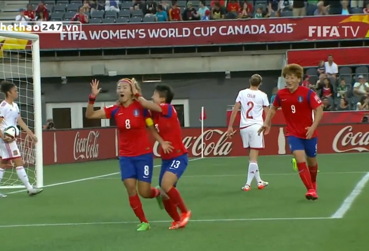 Video bàn thắng: Hàn Quốc 2-1 Tây Ban Nha (World Cup bóng đá nữ 2015)