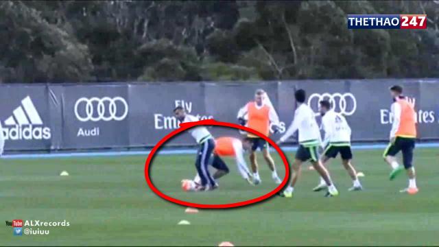 VIDEO: Jese Rodriguez lừa bóng khiến Ronaldo nằm sân trong buổi tập của Real