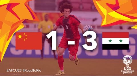 Video bàn thắng: Trung Quốc 1-3 Syria (VCK U23 châu Á 2016)