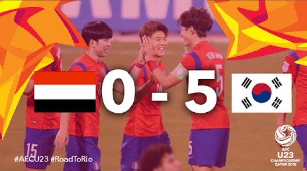 Video bàn thắng: Yemen 0-5 Hàn Quốc (VCK U23 châu Á 2016)