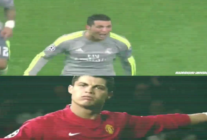 VIDEO: 2 siêu phẩm giống nhau y hệt của Ronaldo trong màu áo Real và MU