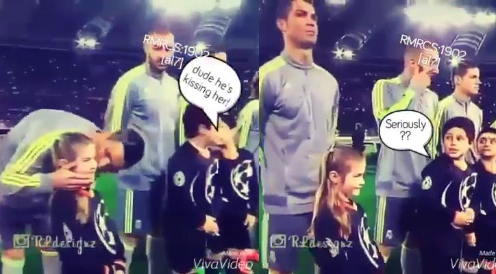 VIDEO: Ronaldo bị 2 cậu bé ghen vì lỡ hôn bé gái trên sân
