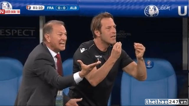 VIDEO; Phản ứng hài hước của HLV Albania ở trận gặp Pháp