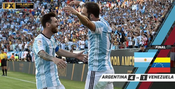 Video bàn thắng: Argentina 4-1 Venezuela (Tứ kết Copa America 2016)