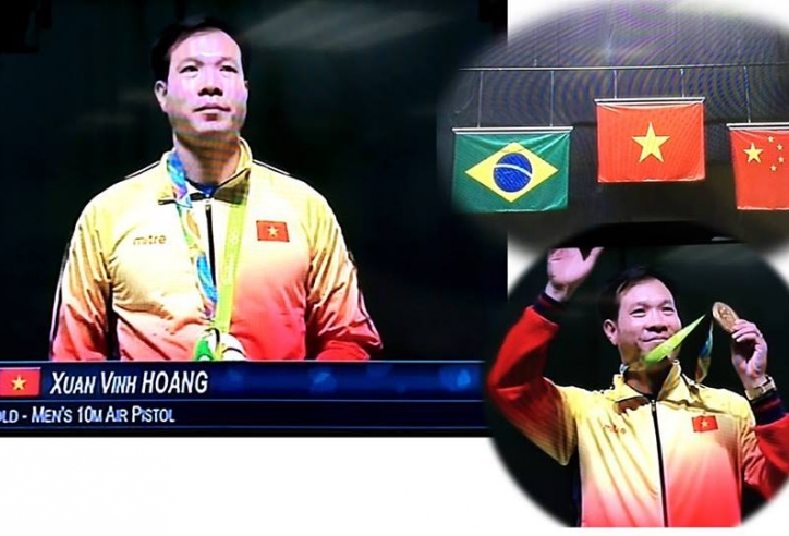 Video Olympic 2016: Lễ trao HC Vàng cho xạ thủ Hoàng Xuân Vinh
