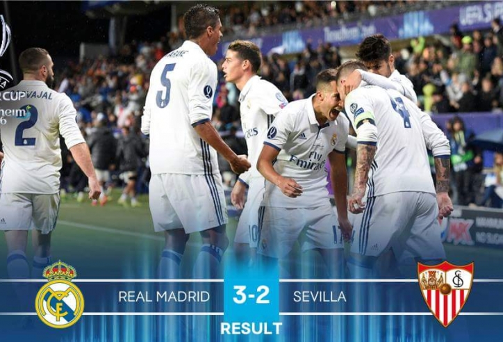 Video bàn thắng: Real Madrid 3-2 Sevilla (Siêu cúp châu Âu 2016)