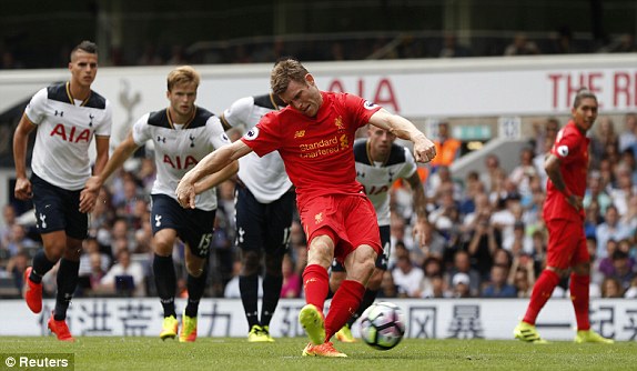 VIDEO: James Milner mở tỷ số cho Liverpool trên chấm 11m