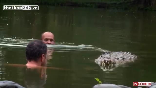 VIDEO: Người đàn ông với khả năng bơi cùng cá sấu khổng lồ