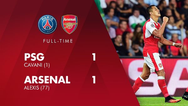 Video bàn thắng: PSG 1-1 Arsenal (Bảng A Champions League)