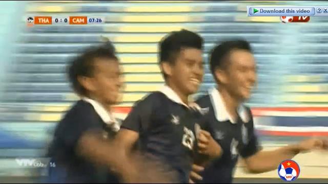 VIDEO: U19 Campuchia bất ngờ có bàn mở tỷ số trước U19 Thái Lan