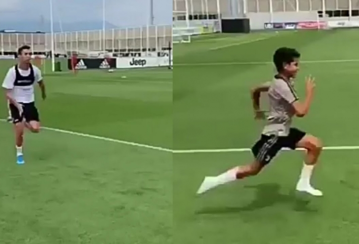 VIDEO: Con trai Ronaldo sở hữu 'bộ kỹ năng' đỉnh hơn cha
