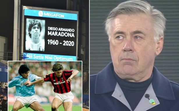 HLV Ancelotti rơi nước mắt khi tưởng nhớ Diego Maradona