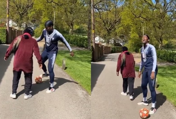 VIDEO: Pogba cười hả hê sau khi 'bắt nạt' mẹ già bằng kỹ thuật chơi bóng