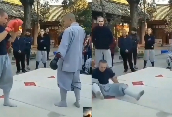 VIDEO: Cao tăng Thiếu Lâm hạ gục võ sĩ boxing chỉ bằng 1 chiêu