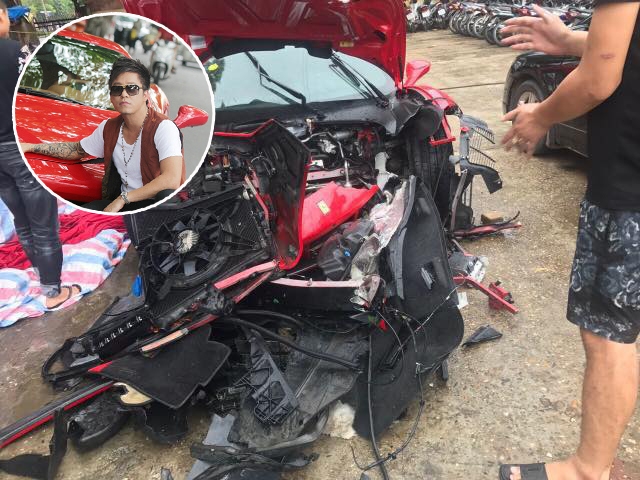 Siêu xe Ferrari 488 GTB của Tuấn Hưng bị tai nạn nặng?