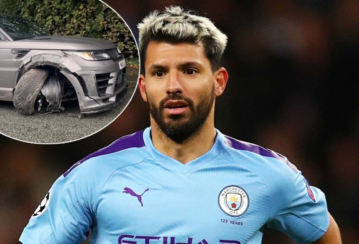 Tiền đạo Aguero gặp tai nạn khi lái xe đến sân tập của Man City