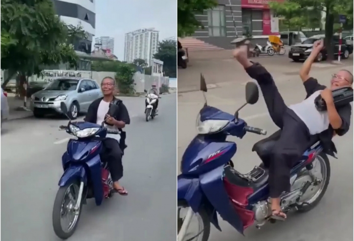 VIDEO: Người đàn ông lớn tuổi đi xe máy thả tay khiến CĐM bức xúc