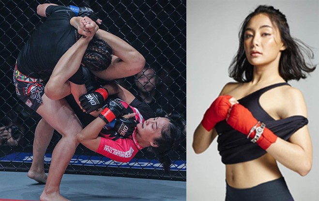 Nữ võ sĩ kiêm người mẫu Thái Lan hạ đối thủ bằng đòn thế lạ
