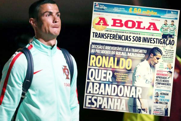A Bola: Ronaldo muốn rời Real Madrid ngay hè này