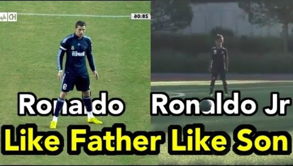 VIDEO Cristiano Ronaldo Jr ghi bàn từ sút phạt giống hệt cha