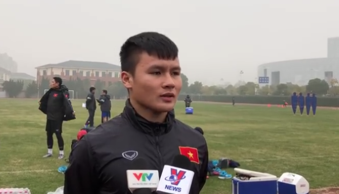 Quang Hải trả lời phỏng vấn tự tin trước trận đấu với U23 Iraq