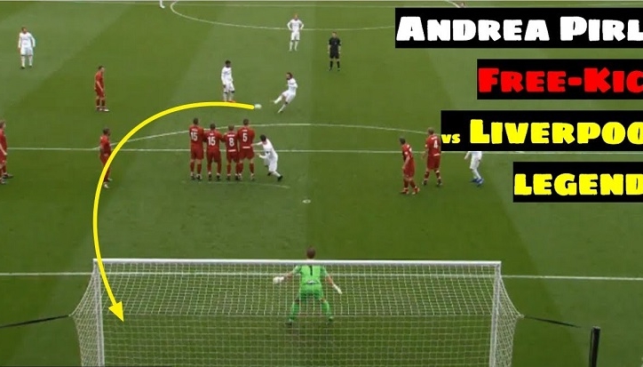 VIDEO: Pirlo sút phạt đẹp mắt vào lưới Liverpool ở tuổi 39