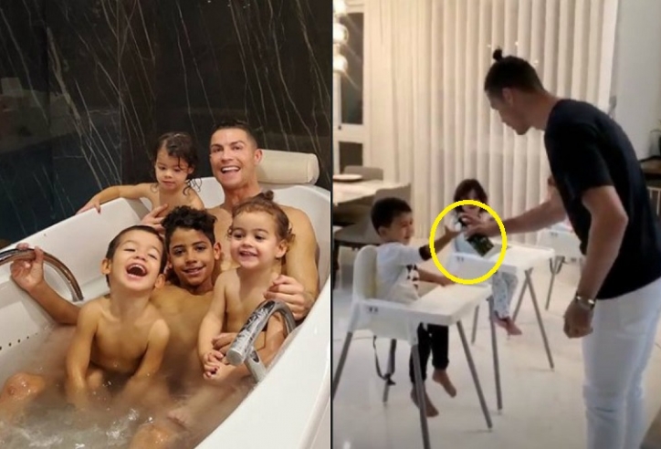 VIDEO: Ronaldo dạy các con rửa tay đúng cách chống lại COVID-19