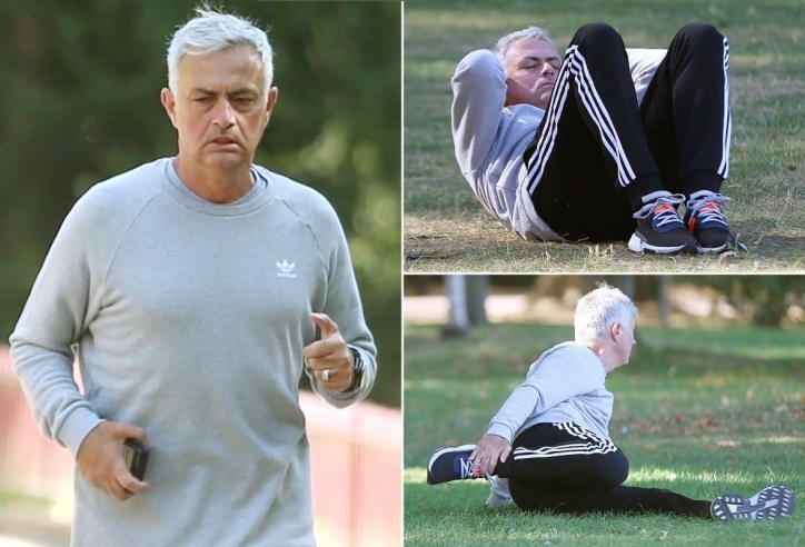HLV Jose Mourinho 'tích cực' tập thể dục trong công viên