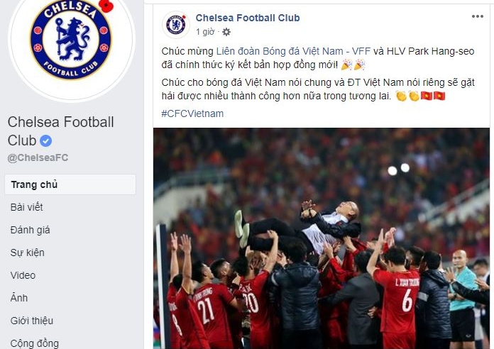 Chelsea gửi lời chúc đặc biệt đến HLV Park và bóng đá Việt Nam