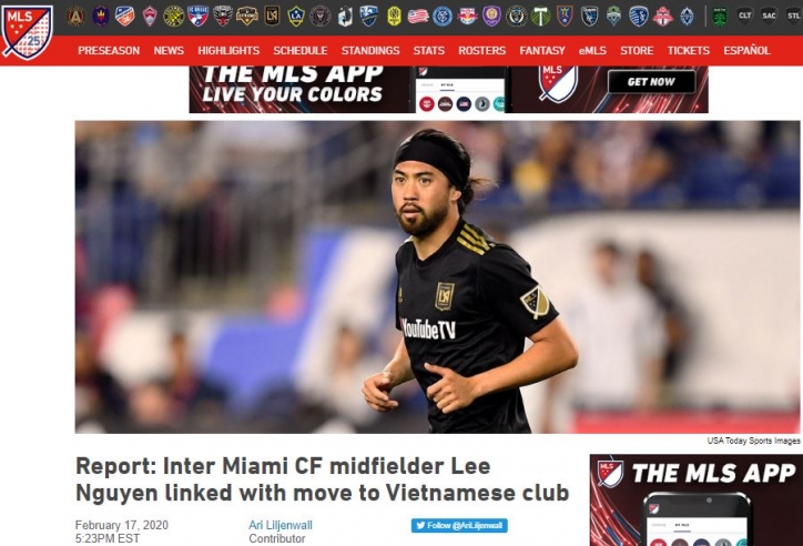 Báo Mỹ: 'Lee Nguyễn là một trong những tiền vệ hay nhất MLS'