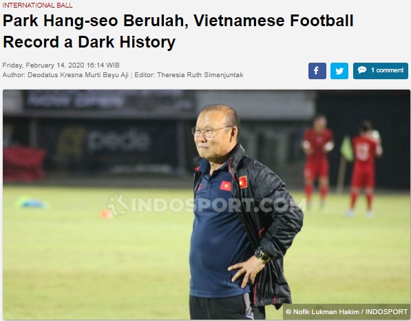 Báo Indonesia 'trù ẻo' HLV Park Hang Seo và ĐT Việt Nam
