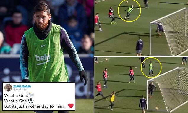 VIDEO: Messi ghi bàn thắng khó tin trên sân tập