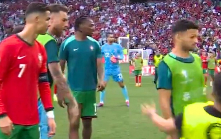 Ronaldo bất lực nhìn đồng đội bị đốn ngã vì fan cuồng