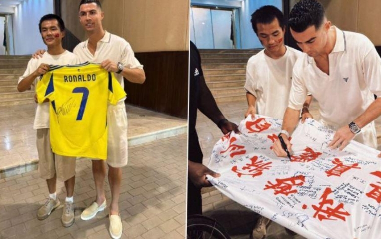 Ronaldo gặp 'fan cuồng' đạp xe gần 7 tháng từ Trung Quốc