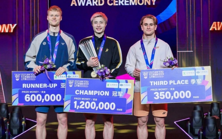 Shi Yuqi đăng quang giải cầu lông danh giá do Lin Dan tổ chức