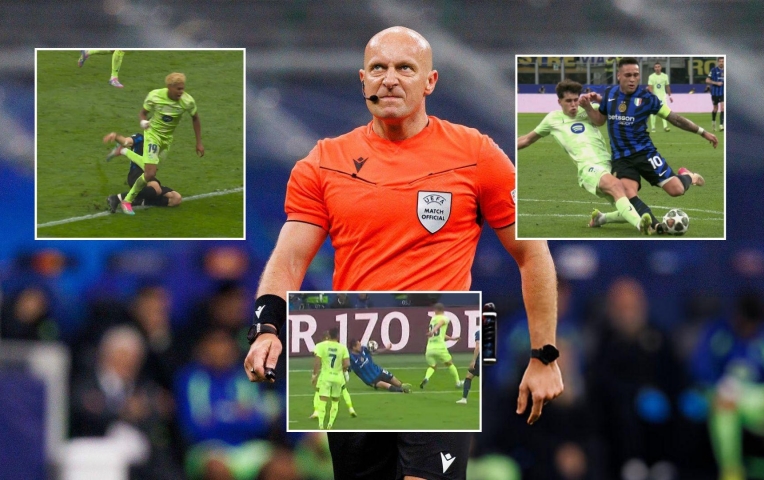 Trọng tài uy tín bậc nhất châu Âu gây tranh cãi cực độ trận Inter vs Barca