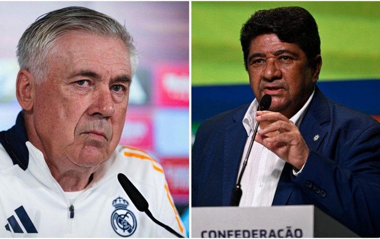 Chủ tịch LĐBĐ Brazil nói lời 'gan ruột' về HLV Ancelotti