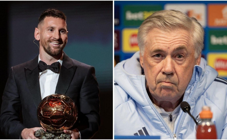 Ancelotti đụng chạm Messi, nói thẳng về Quả bóng Vàng