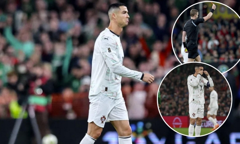 Truyền thông Bồ Đào Nha lập tức dậy sóng với thẻ đỏ lịch sử của Ronaldo