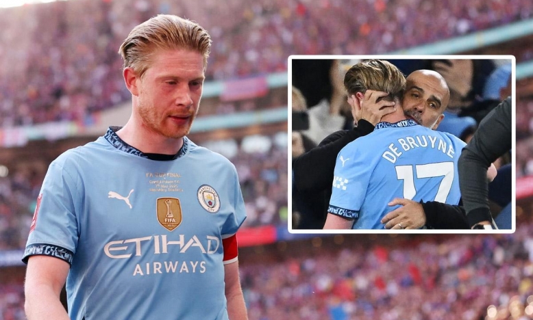 Pep Guardiola bật khóc trong ngày De Bruyne chia tay Etihad