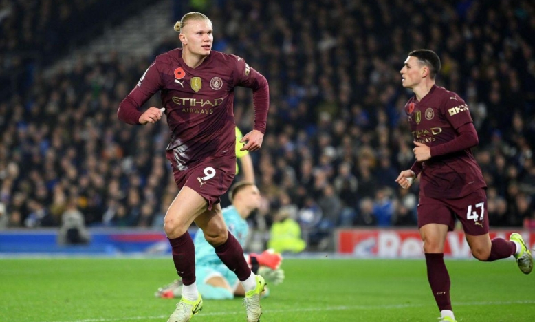 Haaland lập công, Man City vẫn thua ngược Brighton