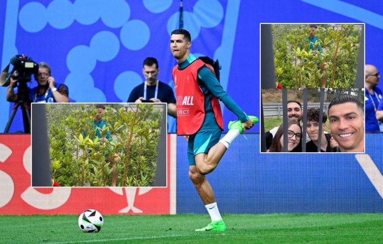 Ronaldo trèo hàng rào gặp NHM trước trận ra quân Euro 2024