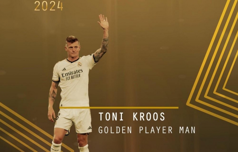 Vượt Rodri và Vinicius, Toni Kroos đoạt giải Cầu thủ nam xuất sắc nhất 2024