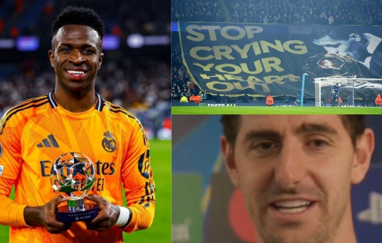 Courtois troll ngược CĐV Man City: 'Vinicius có biết tiếng Anh đâu!'