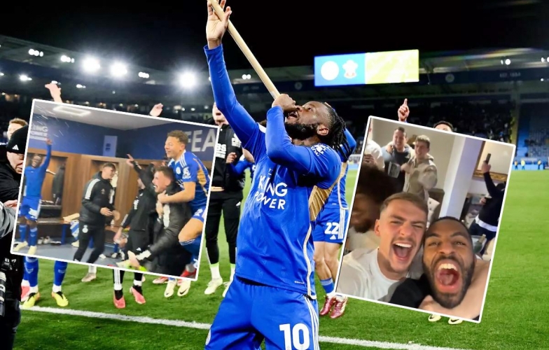 Cầu thủ Leicester City ăn mừng điên cuồng ngày thăng hạng Ngoại hạng Anh