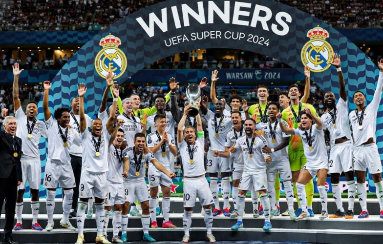 Real Madrid thiết lập kỷ lục tại Siêu cúp châu Âu 2024