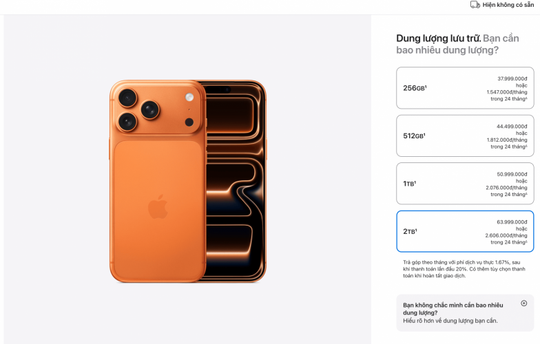 iPhone 17 Pro Max bản cao nhất giá hơn 60 triệu đồng tại Việt Nam