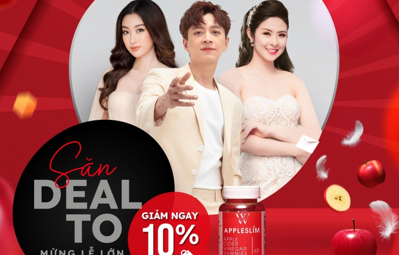 Sản phẩm kẹo giấm táo giữ dáng Appleslim giảm giá sâu dịp lễ 30.4 và 1.5