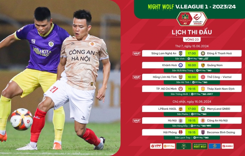 Vòng 23 V-League 2023/24: Căng thẳng cuộc đua vô địch và trụ hạng